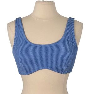 H&M Blue Ribbed Bikini Top Sz 12